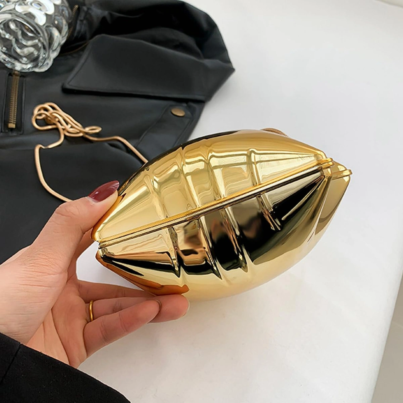 Yuntech01 Bayanlar İçin Altın Yıldız Desenli Akrilik Askılı Çanta - 20x18 Cm Çok Renkli