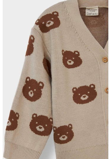 Defacto Erkek Bebek Ayıcık Desenli Düğmeli Hırka F2378a525wnbn300 Kahve