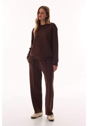 Penti Kahverengi Bisiklet Yaka Oversize Modal Sweatshirt