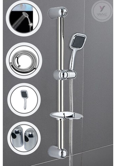 Yayke Kare Sürgülü Duş Takımı Seti Duş Hortumu Ve Duş Başlığı