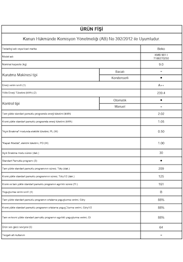 Beko KMB 901 I 9 KG Isı Pompalı Çamaşır Kurutma Makinesi
