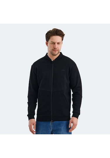Slazenger VLAD Erkek Cepli Fermuarlı Siyah Sweatshirt