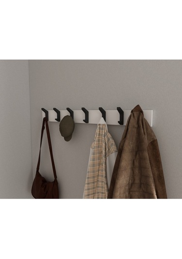 Hepsi3boyutlu Modern Duvar & Kapı Kanca Askılık - 7 Adet Siyah Kanca Askılık - Model No : 2 Siyah