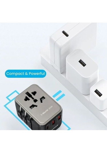 Zyzqstore Ua11w 1 World 20w 3 Takım Ac Adaptör Beyaz, Pratik Çözüm