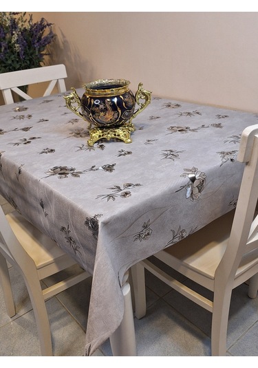 Gümüş Parlak Silinebilir Masa Örtüsü - Elyaflı Pvc Muşamba Gmş002 Gümüş
