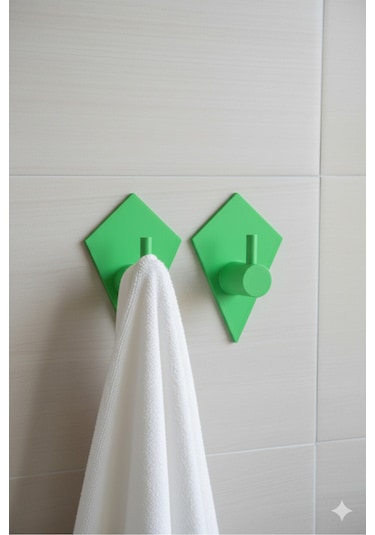 2 Li Askılık Kapı Arkası, Duvara Monte, Dayanıklı Malzeme, Yeşil 38 Yeşil