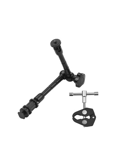 Wezone Alüminyum Büyü Arm 29.5cm + Ayarlanabilir Süper İplerli Klem 1/4" & 3/8" Vida, Soğuk Ayakkabı Tutucu