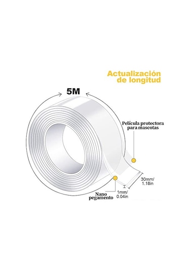 Geeroyoo 5m Yenilenebilir Suya Dayanıklı Nano Çift Taraflı Bant - Duvar, Halı Sabitleyici, Mutfak Ve Dış Mekan Uygun, İz Kalmaz, Kırpılabilir, Kauçuklu Tutucu Diğer