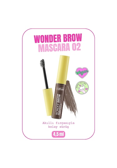 Callista Wonder Brow Eyebrow Mascara Kaş Maskarası 02 Kahve