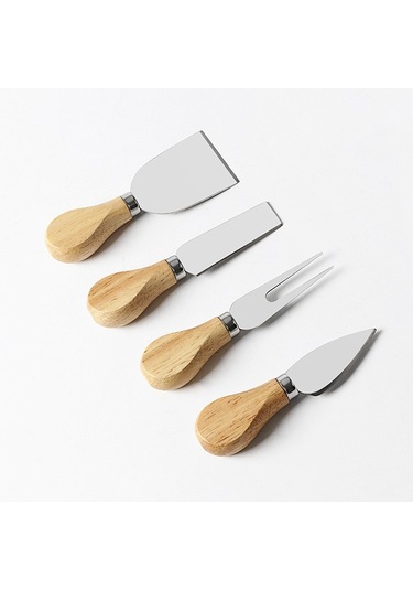 Sones Kn603 4'ü 1 Arada Ahşap Saplı Paslanmaz Çelik Peynir Bıçağı Pişirme Aleti Seti