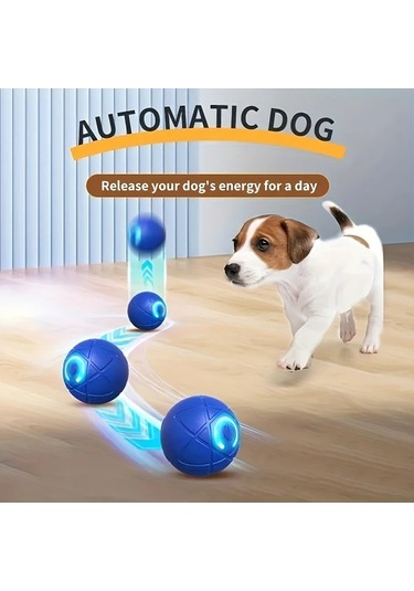 Chuangyinshop Mavi Interaktif Otomatik Köpek Topu Oyuncağı - Dayanıklı Çiğneme Topu