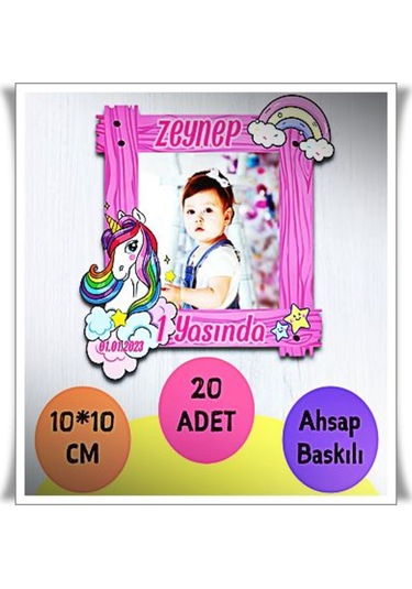 Bebek Çocuk Doğum Günü Resimli Ahşap Magnet 20 Adet A2