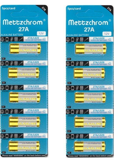 Mettzchrom 27a 12v Alkalin Pil 10 Adet Oto Ve Kapı Kumanda Pili