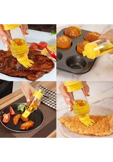 Homyl 2'si 1 Arada Dağıtıcı Silikon Yağı Fırça Şişesi Sarı