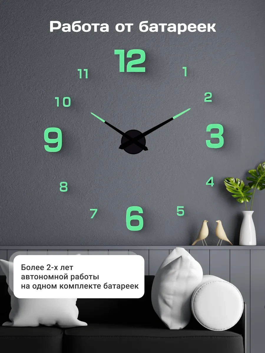 Artclock Karanlıkta Parlayan Rakamlı 3d İç Mekan Duvar Saati. 263824525 Yeşil
