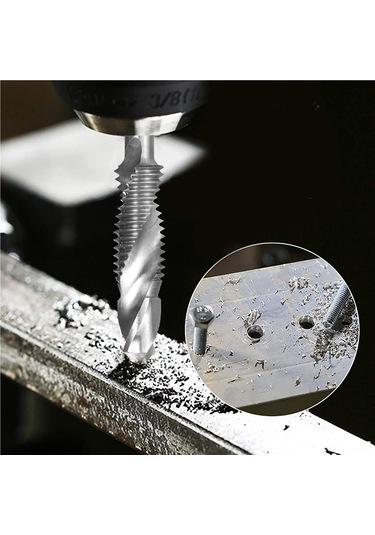 Fosenze 7'li Hss İvme Tala Ve Tap Seti - 1/4" Altıgen Saplı, Gümüş Renkli, M3-m12 Boyutları, Yumuşak Metal-ıçin Uygun