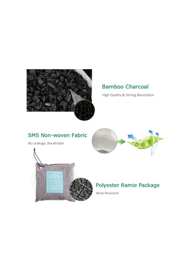 Yaozixa 500g Bambu Kömürü Torba - Ev, Araba Ve Dolap İçin Koku Giderici & Hava Temizleyici Gri