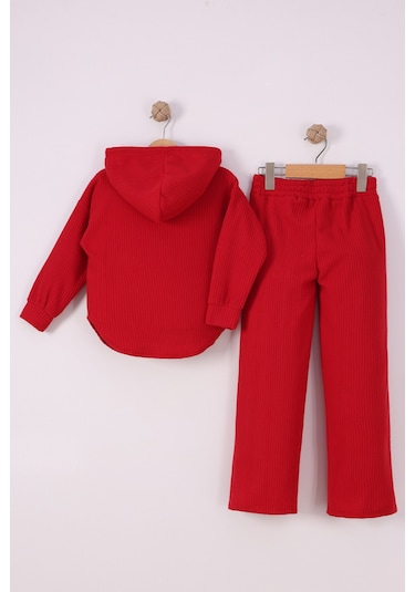 Monox Kız Çocuk Sim İpli Fitilli Polar Takım Kırmızı