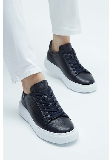 Tamer Tanca Erkek Hakiki Deri Lacivert Sneakers & Spor Ayakkabı 04 2501 Erk Ayk Y23 Lacı Fltr Lacivert