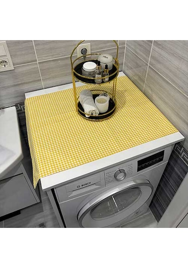 Laundry Duck Keten Su Geçirmez Ve Kirlenmez Çamaşır Makinesi - Buzdolabı - Bulaşık Makinesi Örtüsü Açık Sarı