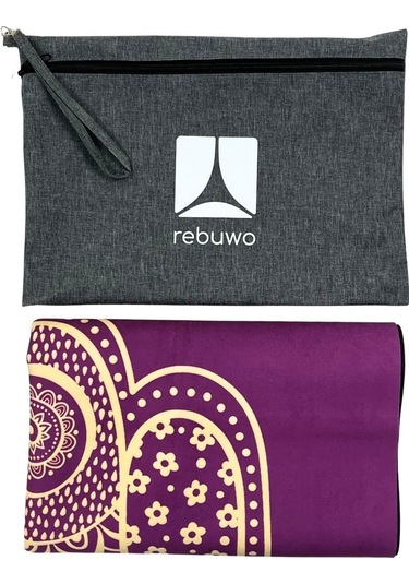 Rebuwo Seyahat Yoga Matı Katlanabilir Doğal Kauçuk Mat 1mm Mor