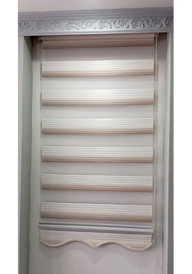 Kahverengi Renk Geçişli Plise Zebra Perde Etek Dilimli