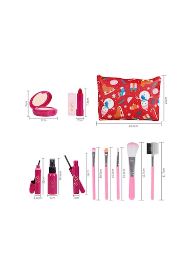 Geekyou Kızlar İçin Eğlenceli Makyaj Seti - 14 Parça Oyun Seti Ve Saklama Çantası Hediye Paketi Çok Renkli