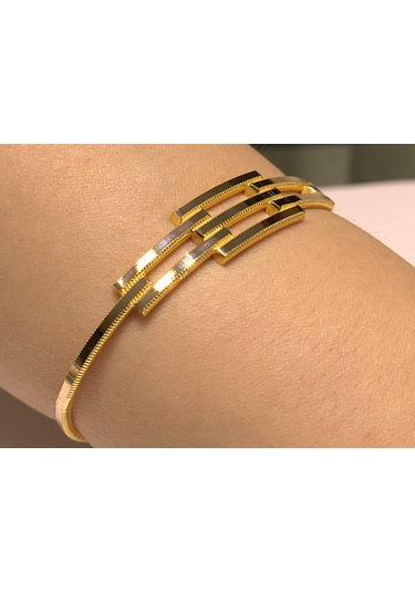 Altın Kaburga Model Ajda Kelepçe Bilezik Sarı Altın