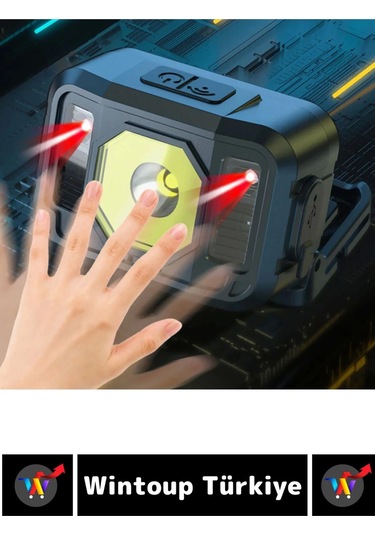 Profesyonel Kamp Avcı Balıkçı Deprem Güçlü Işık Sinyal Led Şarjlı Powerled Kafa Lambası Çok Renkli