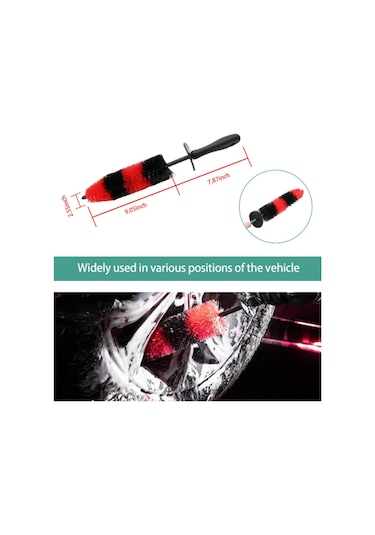 Symbee Araç Jant Temizleme Fırçası, Kırmızı-siyah Çift Renk, Detaylı Temizlik İçin Pratik Çözüm