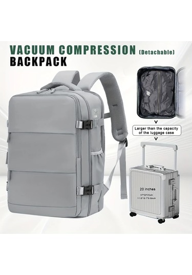 Dashanshop Gri Vakumlu Seyahat Sırt Çantası Kadınlar İçin Vakum Sıkıştırmalı Laptop Çantası Altın