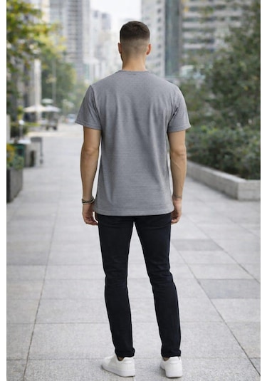 Alexandergardı Cep Detaylı Desenli T-shirt Gri
