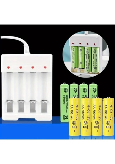 Globalbloom 1 Adet 4 Yuvalı Aa Aaa Ni-mh Pil Şarj Cihazı Usb Hızlı Şarj Led Göstergeli Güvenli