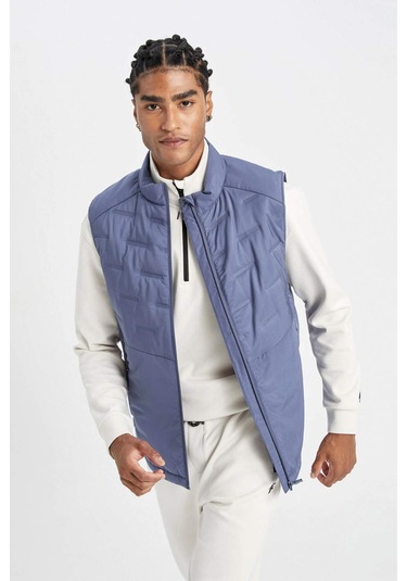 DeFactoFit Su İtici Şişme Yelek Normal Kesim Dik Yaka Fermuarlı Cepli Kapitone C6044AX24AUBE808