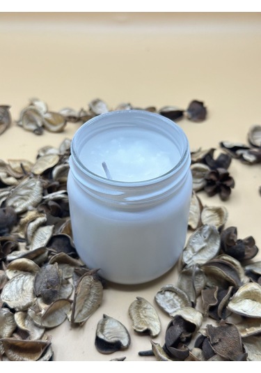 Beyaz Renk Vanilya Kokulu Soya Mum 210 Cc 1 Adet - Renkli Kavanozda Mum 1 Adet Beyaz