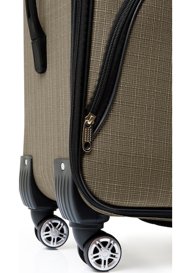 Oleets 8 Tekerli Su Geçirmez Ultra Kalite Kumaş Orta Boy Valiz Bej