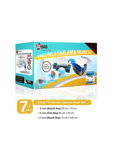 7'li Vakumlu Poşet Seti 3 L 2 Xl 2 Jumbo Vakumlu Torba, Vakumlu Hurç Şeffaf