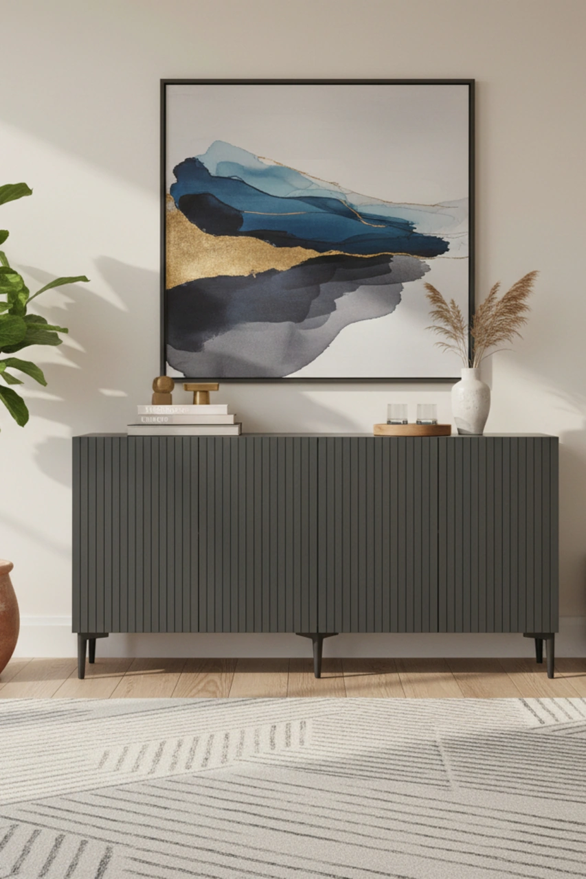 Ka1513a Zeynep150 Konsol, Tv Sehpası Antrasit 150cm Gri