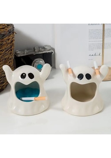 Ulzyvf Sevimli Seramik Şamdan Oturma Odası Küllük, Hayalet Karikatür Dekorasyon, Balmumu Aromaterapi Amerikan Hl