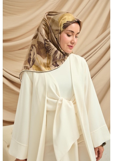 Silk Home Twill İpek Eşarp 11480-65 Vizon, Yeşil Kahve, Krem, Yeşil Bej