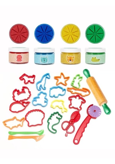 Doğal Oyun Hamuru 19 Parça Temel Set 4x150gr