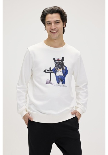Bad Bear Panther Crewneck Off White Erkek Beyaz Bisiklet Yaka Sweatshirt 001 Bad Bear Panther Crewneck Off White Erkek Beyaz Bisiklet Yaka Sweatshirt 001