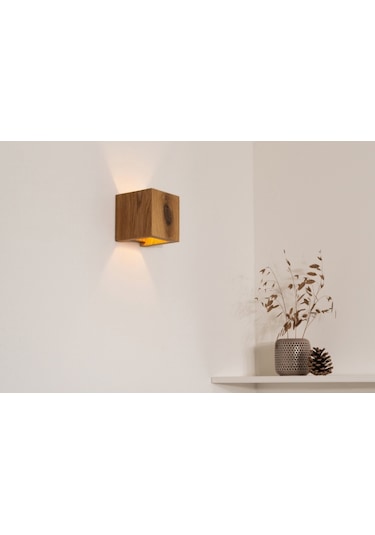 Darthuma Yansıtma Tasarımlı Çift Yönlü Ahşap Salon Duvar Aplik Ceviz