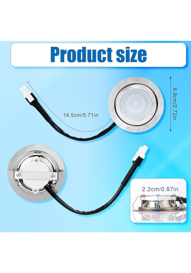 Yifomall Paslanmaz Çelik Davlumbaz Led Aydınlatma Seti, 12v Dc 2 Adet Led Ampul, Davlumbaz Aydınlatma Değişim Parçası