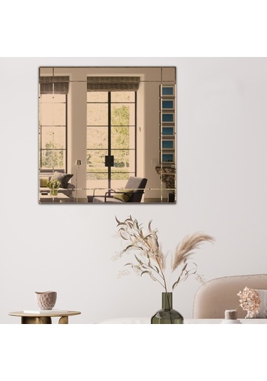 Ayna | Bronz Ayna | Dikdörtgen Kanallı - Kare Ayna | 60Cm X 60Cm Bronz