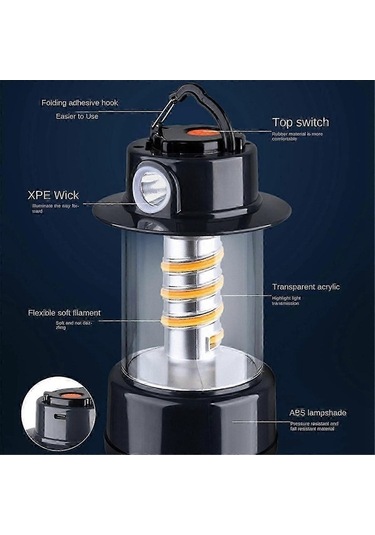Bloomnest Yüksek Pil Ömrü Led Kamp Feneri, Şarj Edilebilir Kamp Lambası, Su Geçirmez Kamp Işığı, Acil Güç G1027, Asılı Çadır Işığı Asorti Çok Renkli
