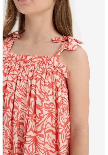 DeFacto 	Kız Çocuk Askılı Çiçek Desenli Yazlık Elbise Y6957A625SMRD188