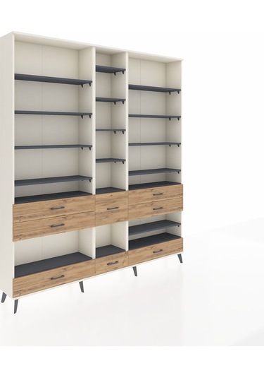 Arges Dolap 19 Raflı 8 Çekmeceli 220x30x243 Aytaşı-antrasit/çam Antrasıt/atlas Çam