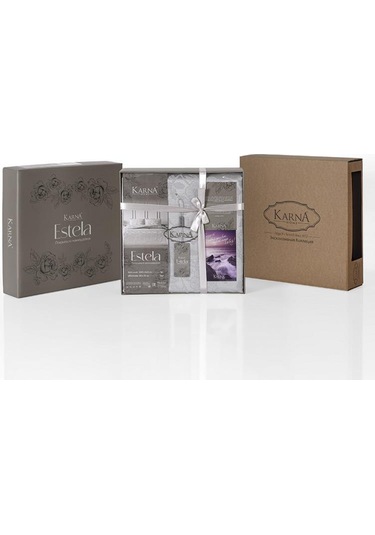 Yatak Örtüsü Seti Jakarlı Estela Açık Gri