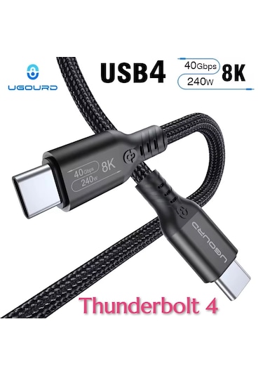 Ugourd 2-metre Thunderbolt 4 Usb 4.0 240w 40gbps 8k 60hz Type-c